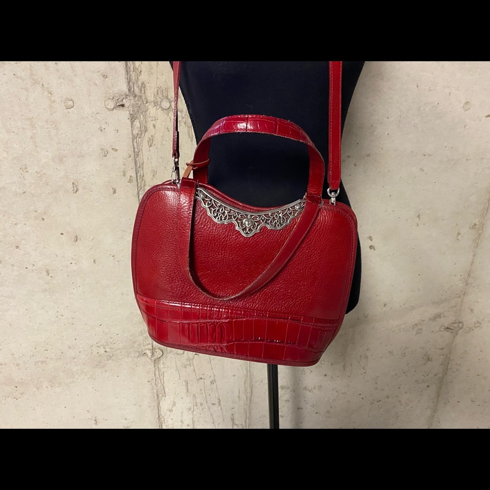 Brighton Red Crossbody Bag with Structured Heart Shape Design